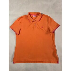 Brooks Brothers Womens Orange Pink Trim Polo Shirt Golf Casual Size L